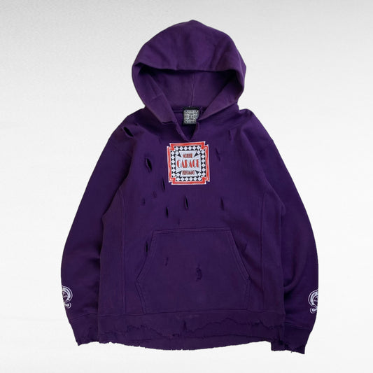 CARACE Remake Boro Reverse Weave Sweat Hoodie Purple Size M