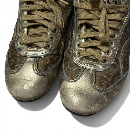 Vintage 00s Dolce&Gabbana SWAN Gold Sneakers