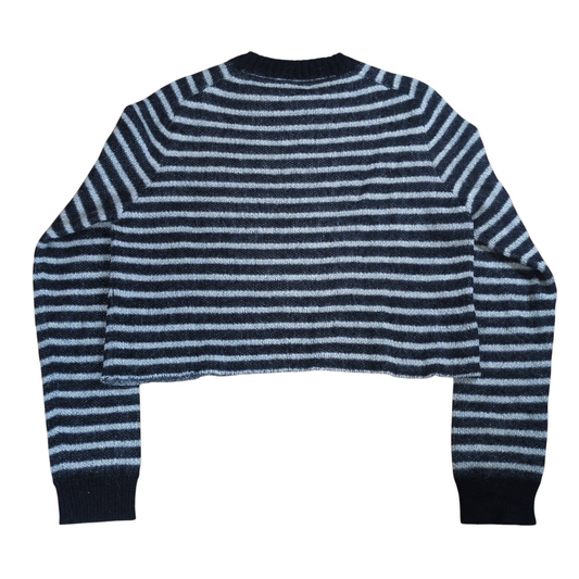 SAINT LAURENT Mohair Wool Border Cropped Sweater
