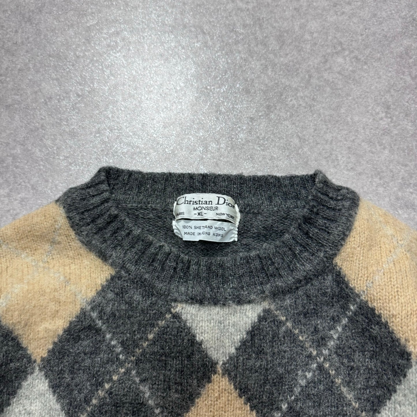 Dior Argyle Pattern Knit Multi Size L