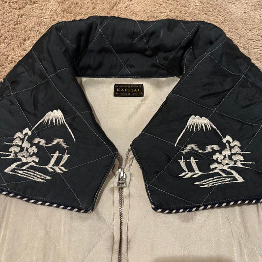 Vintage Kapital Outwear - KAPITAL Souvenir Raglan Jacket Rayon Silver Black Size 2 - Authentic Archive