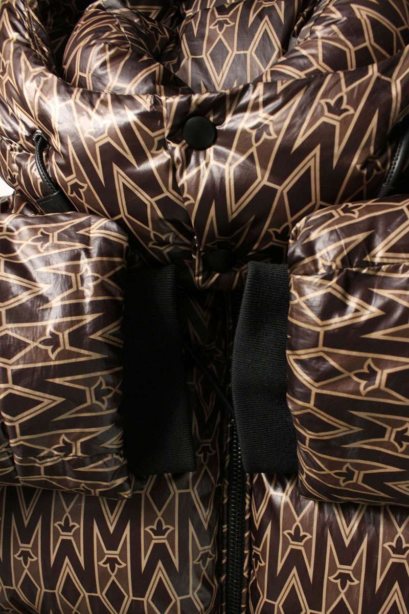 Mackage All-Over Print Down Jacket Brown Size 38