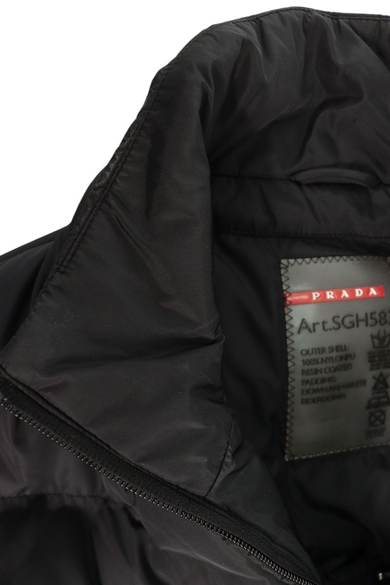 PRADA Triangle Logo Nylon Down Jacket Black Size 46
