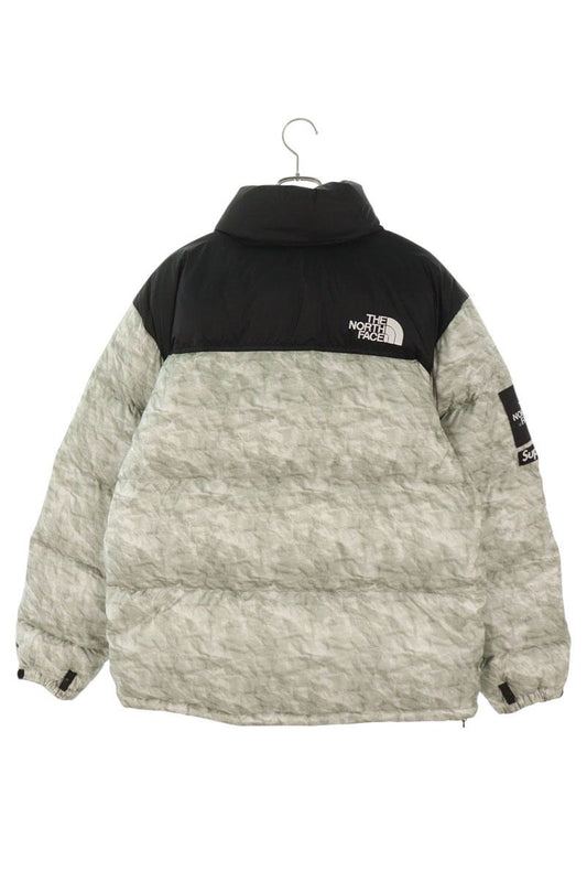 THE NORTH FACE x SUPREME 19AW Paper Print Nuptse Down Jacket Grey Size L