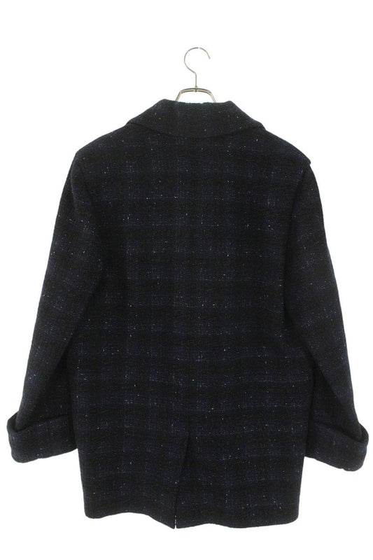 CHANEL Wool Blend Coat Navy Size 38