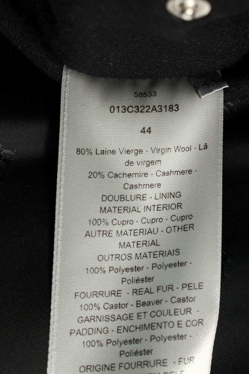 DIOR Cashmere Blend Fur Coat Black Size XS