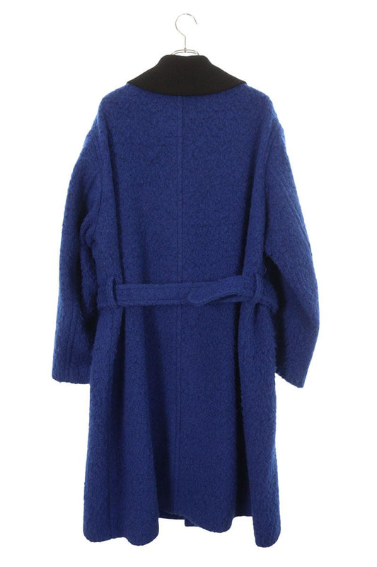 Paul Smith Wool Long Coat w/ Leopard Lining Blue Size L