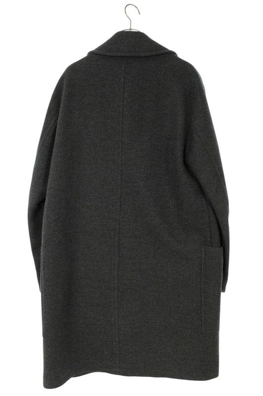 HERMES Double Breasted Wool Long Coat Gray Size M