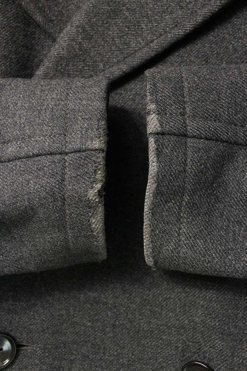 HERMES Double Breasted Wool Long Coat Gray Size M