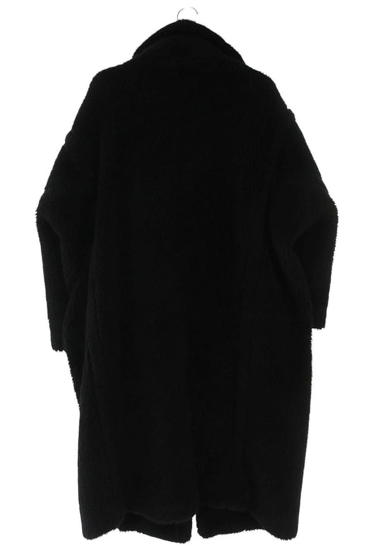MaxMara Alpaca Blend Fur Long Coat Black Size M