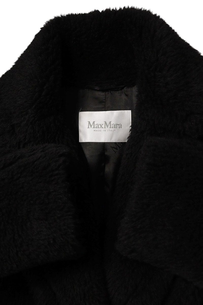 MaxMara Alpaca Blend Fur Long Coat Black Size M