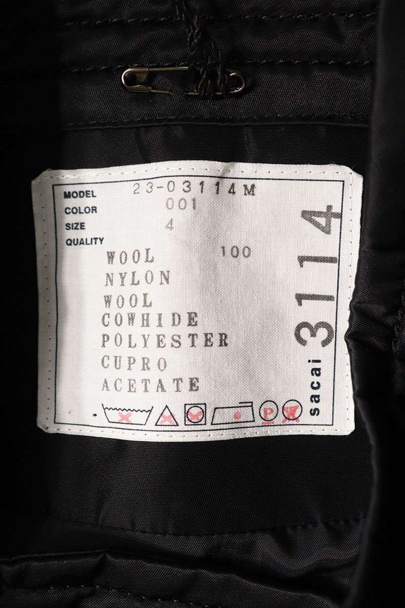 Sacai Wool Melton Chester Coat Black Size XL