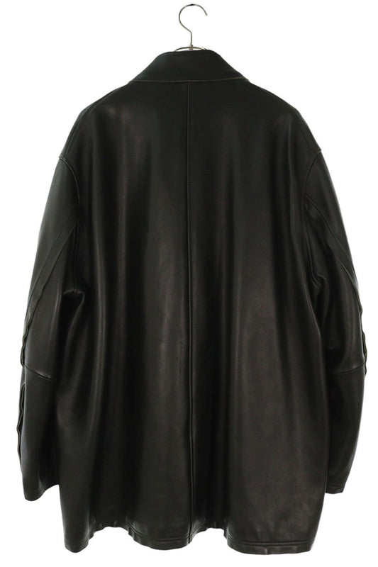 YOKE 22AW Dark Green Raw Edge Leather Coat Size M