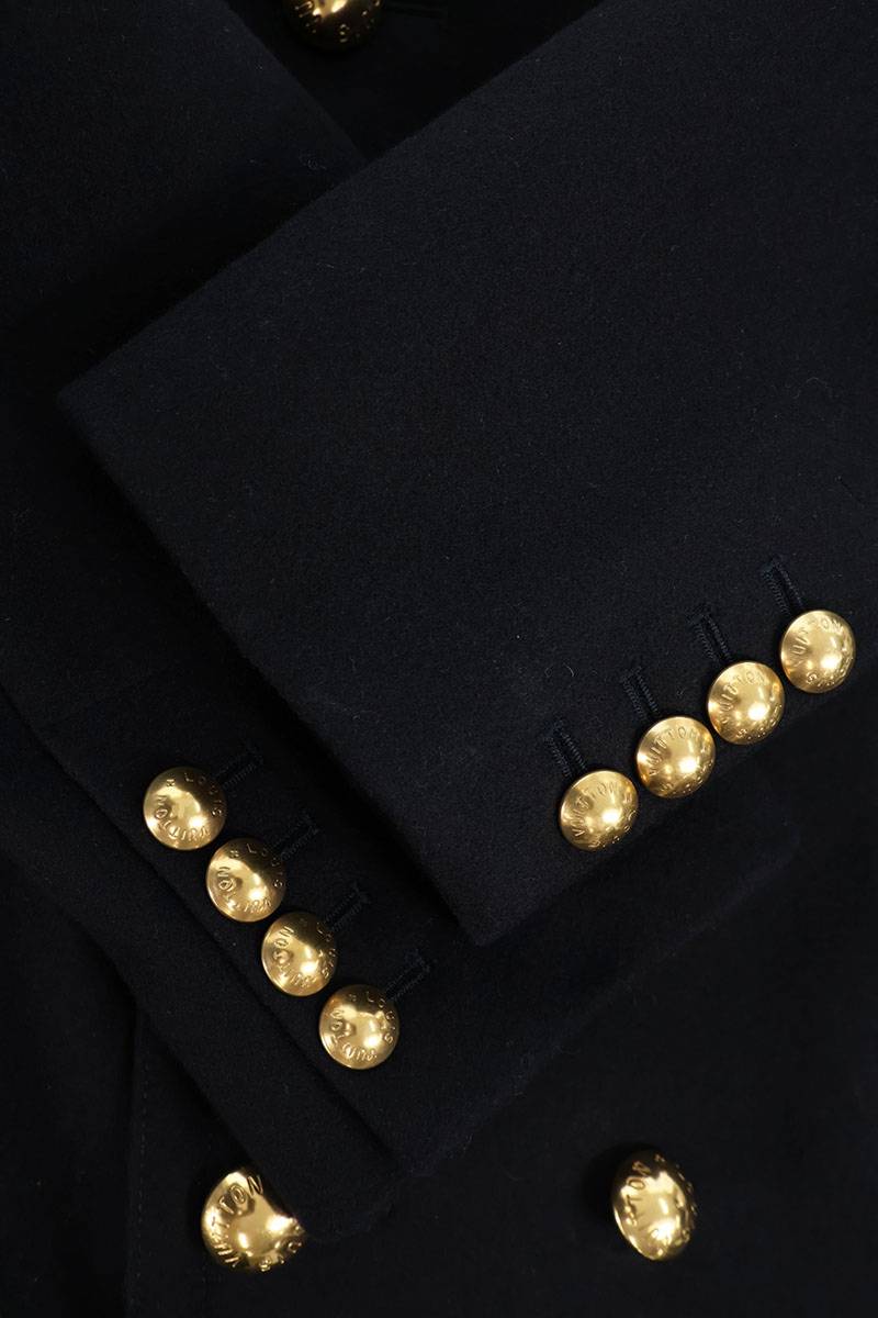 LOUISVUITTON Epaulet Logo Button P-Coat Navy/Gold Size XL
