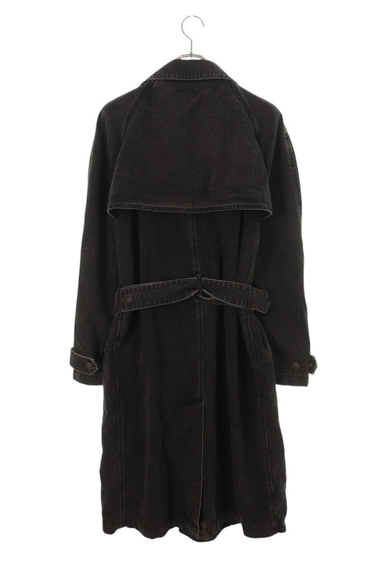 DIESEL Double Breasted Denim Long Coat Black Size L