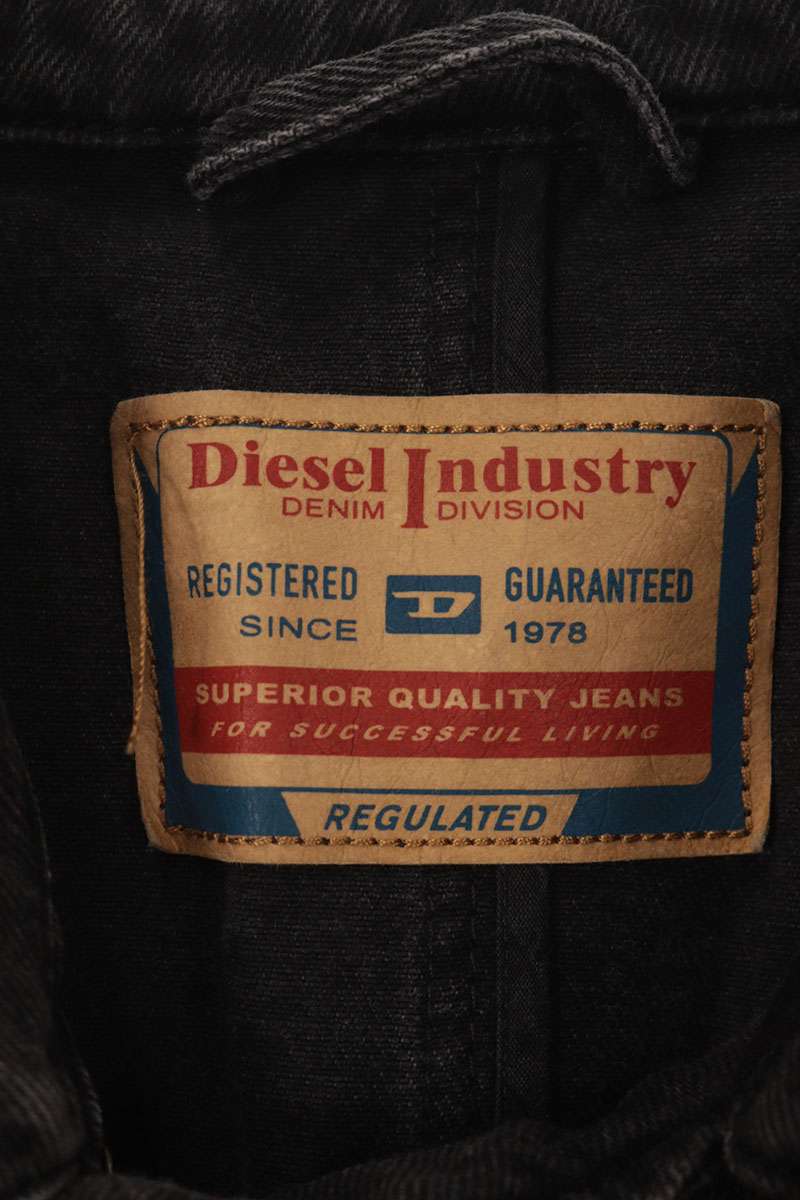DIESEL Double Breasted Denim Long Coat Black Size L