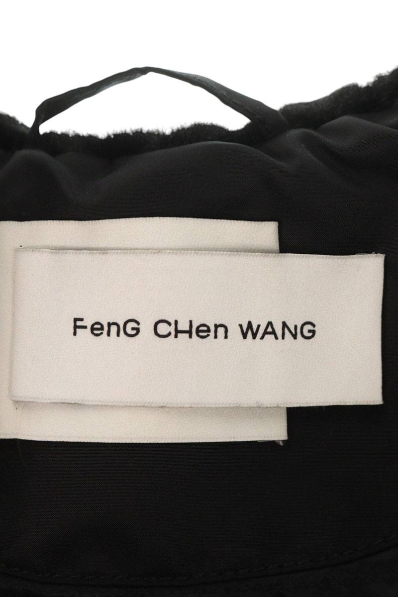 Feng Chen Wang Fur Trim Military Coat Black Size XS