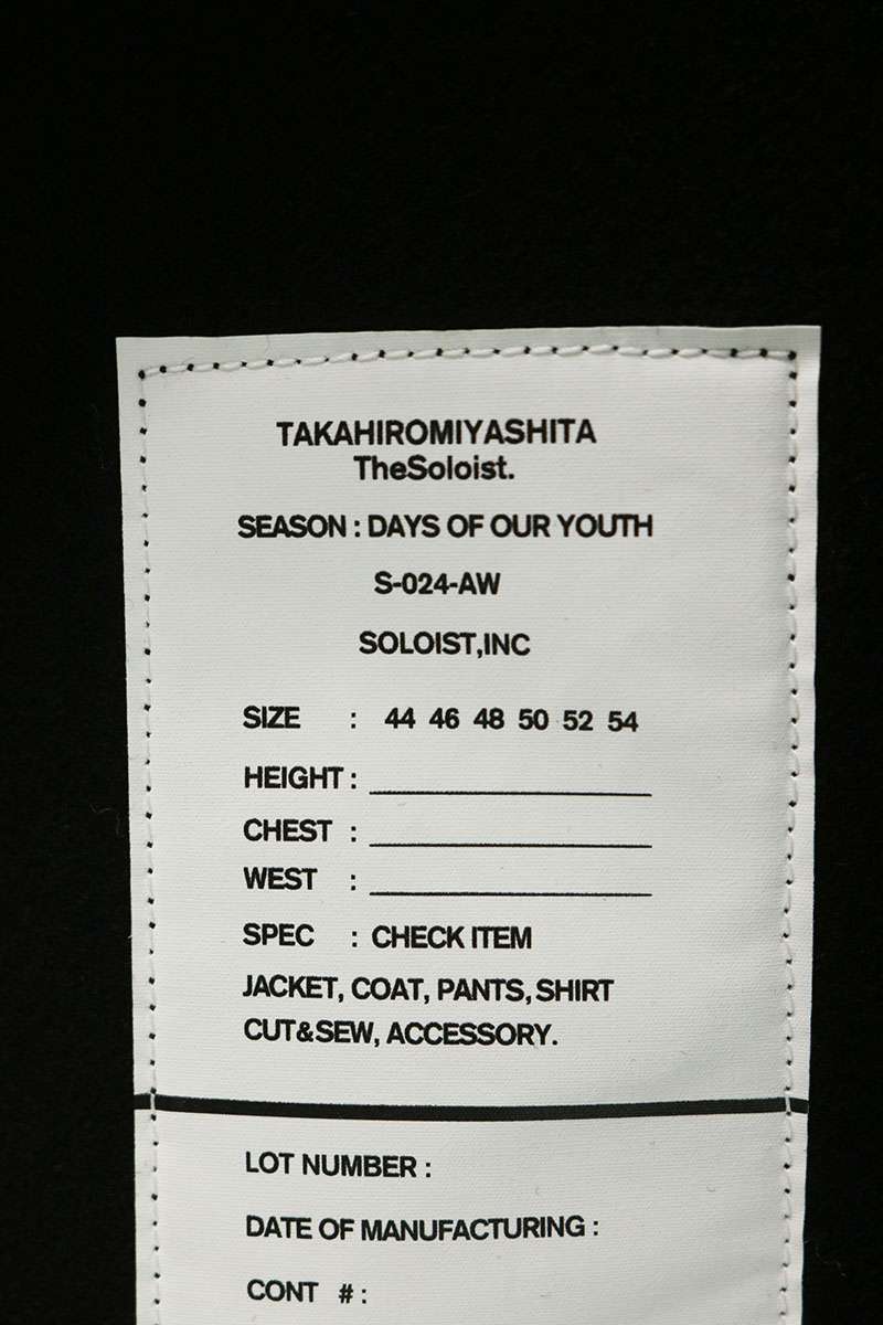 TAKAHIROMIYASHITA TheSoloIst 01AW Photo Coat Black Size 46