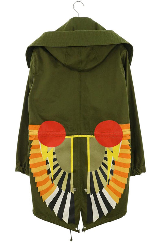 GIVENCHY 17SS Wing Print Hooded Mods Coat Khaki Size 44