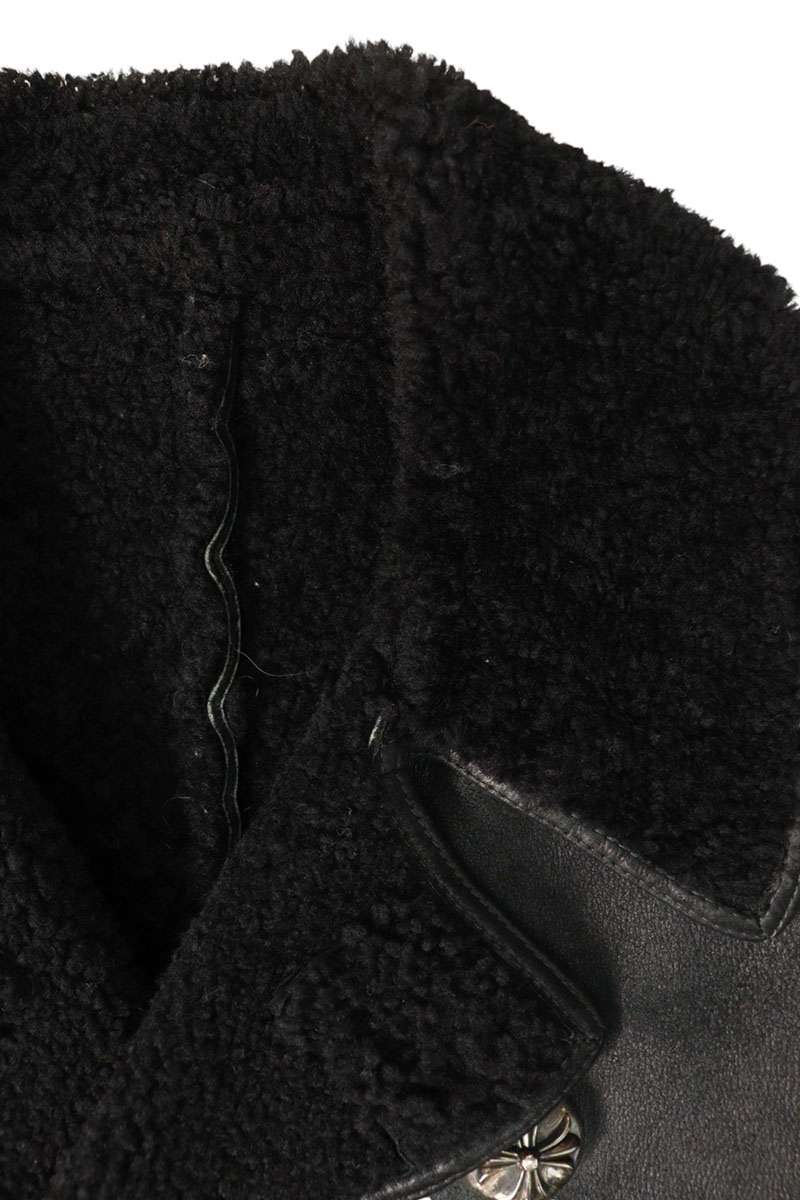 Chrome Hearts Crossball Button Mouton Coat Black Size S