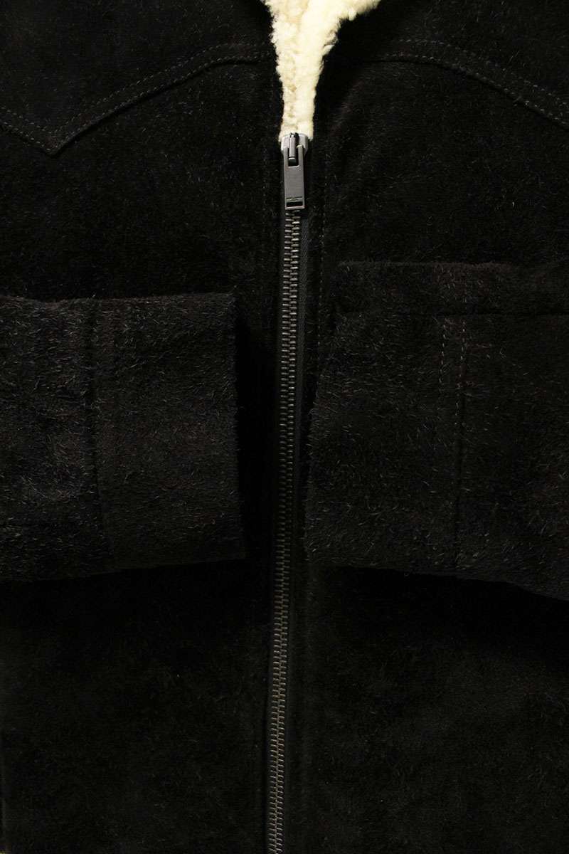 SAINT LAURENT PARIS Zip Boa Shearling Leather Jacket Size S