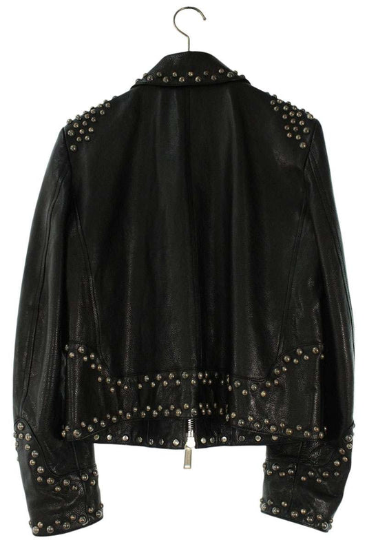 DSQUARED Black Cowhide Double Zip Studded Leather Size XS