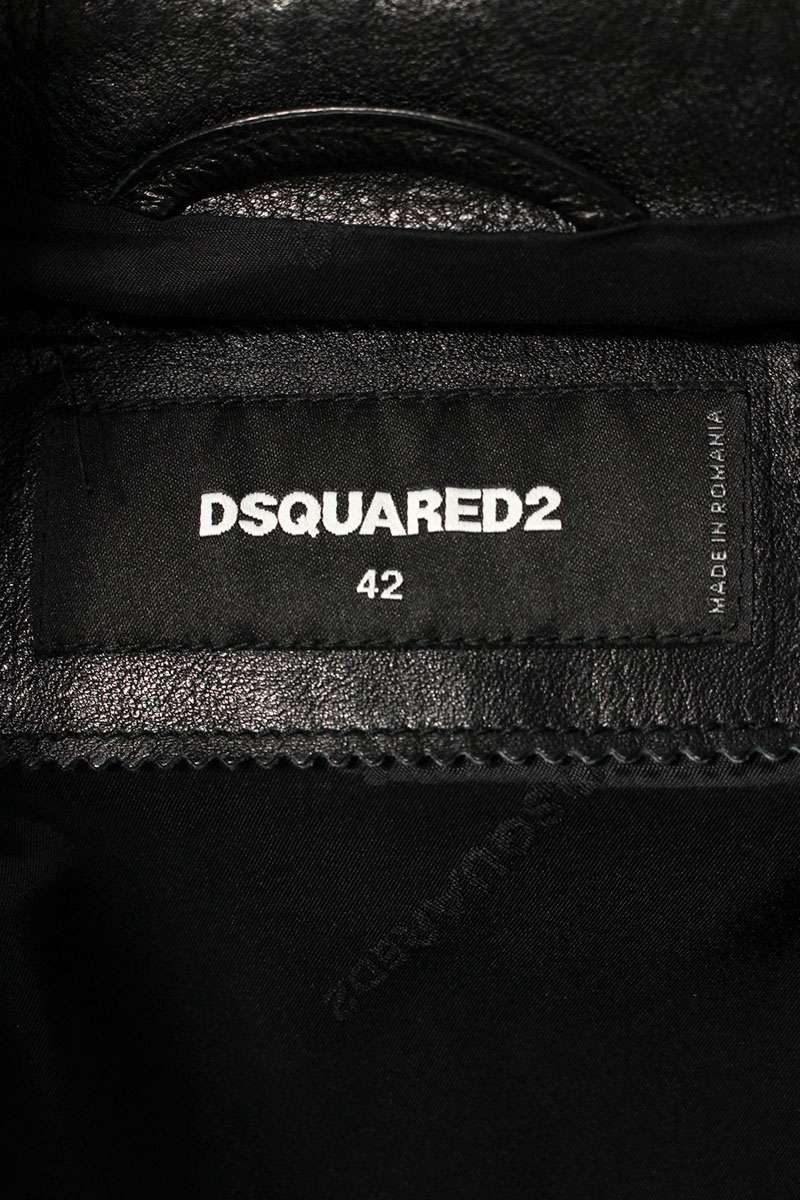 DSQUARED Black Cowhide Double Zip Studded Leather Size XS