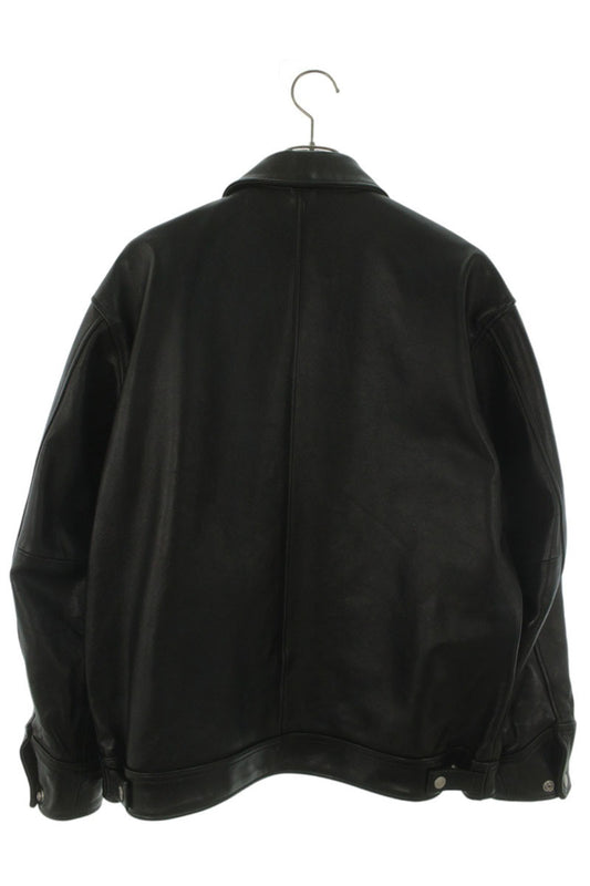 schott Black Lambskin Leather Trucker Jacket Size M