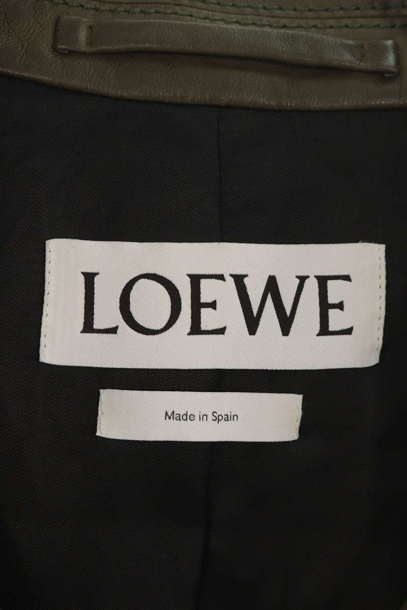 LOEWE 17SS Lamb Leather Double Rider Jacket Size 52