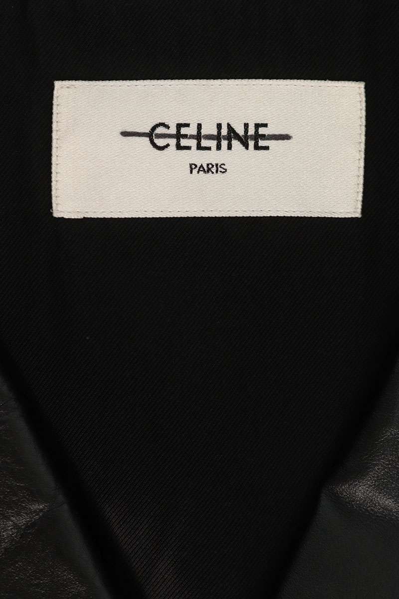 CELINE 19AW Black & White Calfskin Leather Jacket Size 54