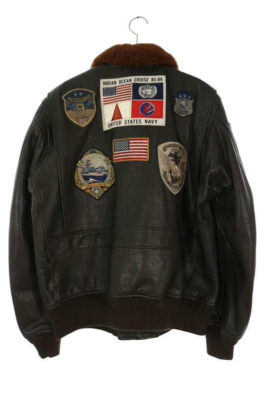AVIREX G-1 Top Gun Goatskin Leather Jacket Brown Size 44