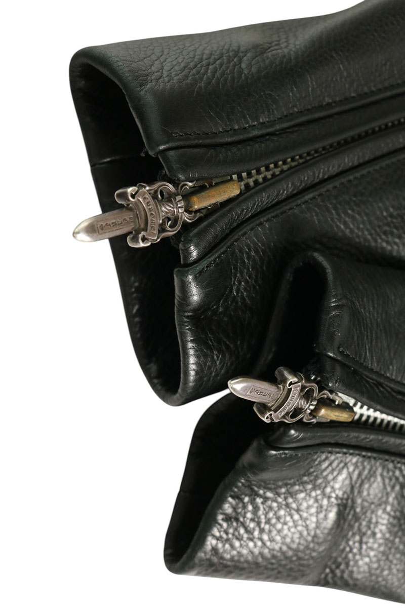 Chrome Hearts Basic Moto Dagger Zip Leather Jacket Size S