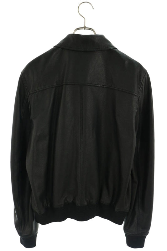 SAINT LAURENT PARIS Lamb Leather Single Jacket Black Size 48