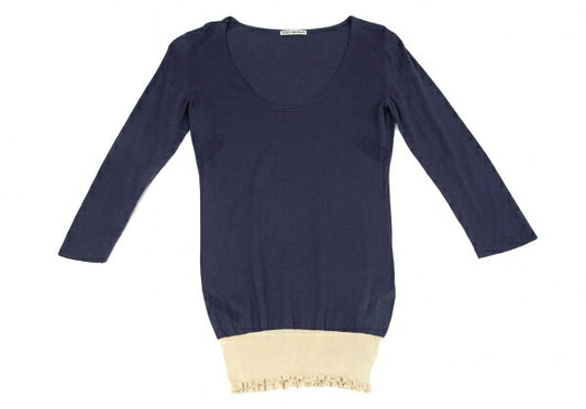 ISSEY MIYAKE Mesh Bicolor Knit Blue Size 3