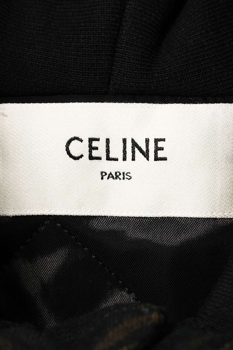 CELINE Multi Cotton Check Hood Logo Blouson Size S