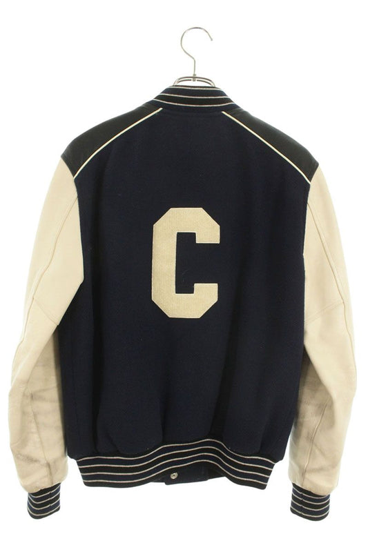 CELINE C Logo Patch Teddy Jacket Navy White Size XS