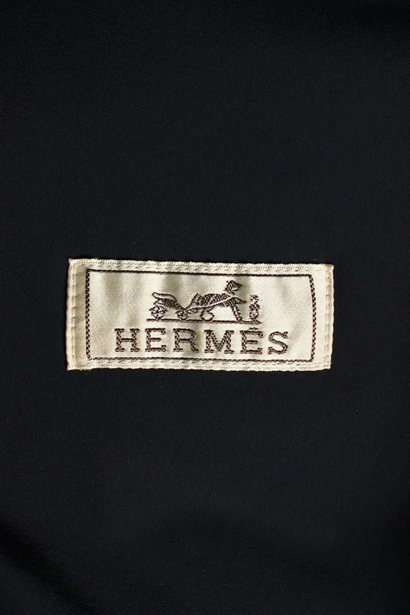 HERMES Padded Nylon Blend Blouson Navy/Brown Size M