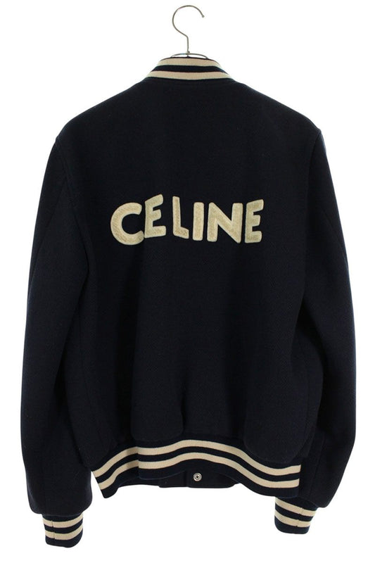 CELINE Loose Varsity Teddy Blouson Navy/White Size XS