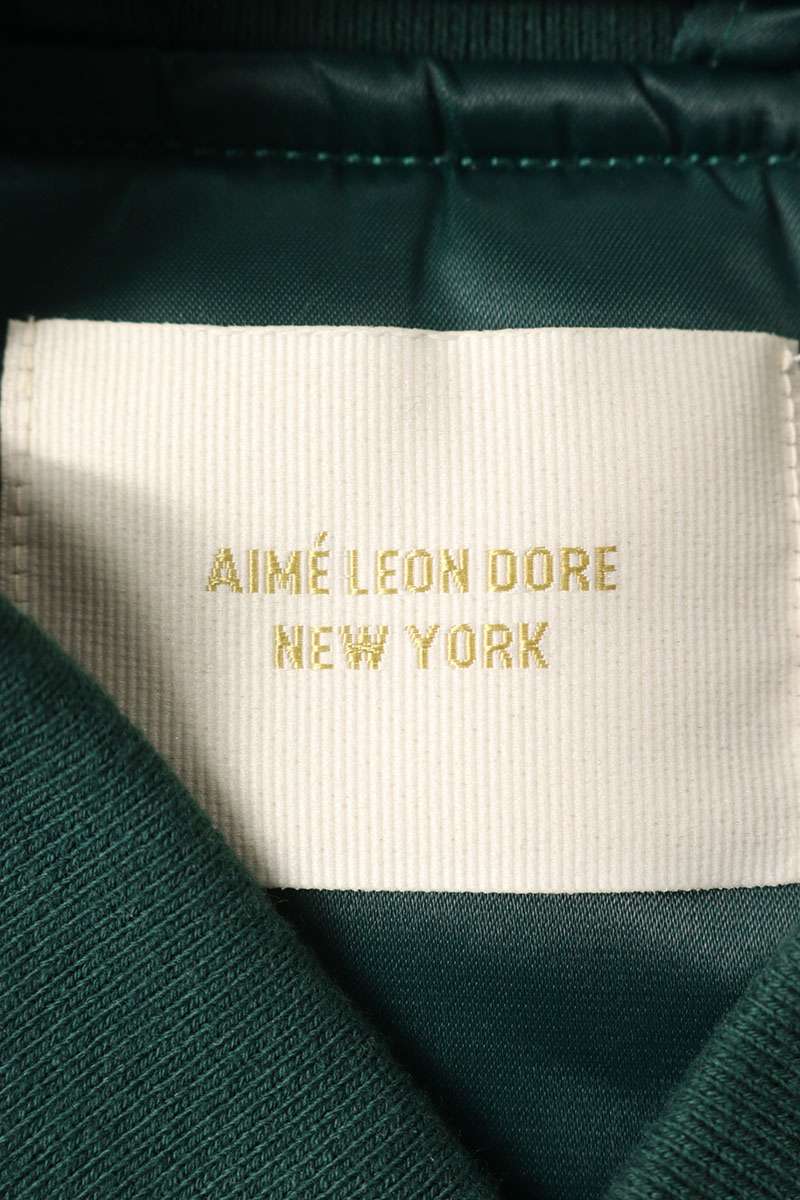 AIME LEON DORE Satin Varsity Jacket Green Size XL