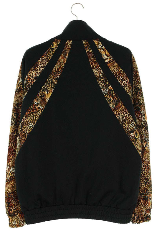 CELINE Zip-Up Leopard Blouson Black Size L
