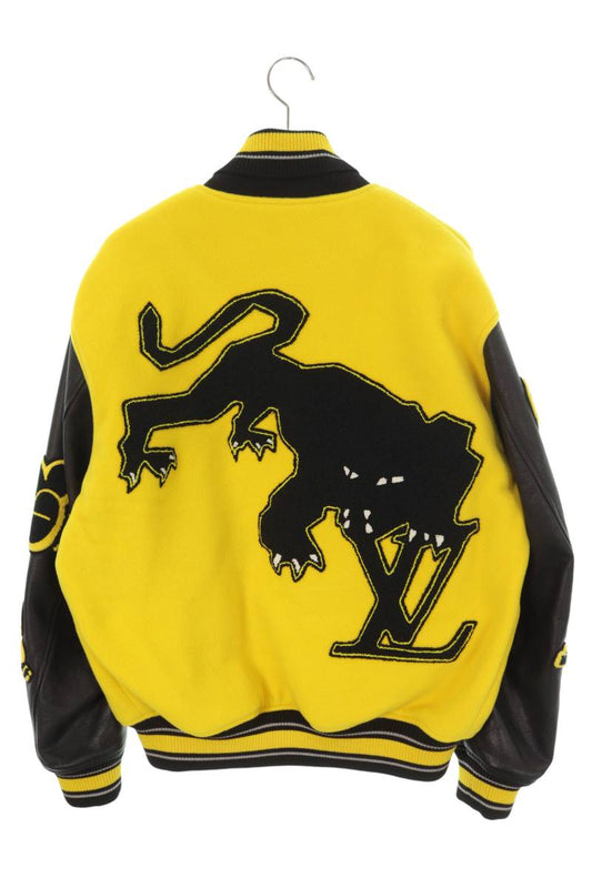 LOUISVUITTON 22SS Leather Embroidered Varsity Blouson Size L