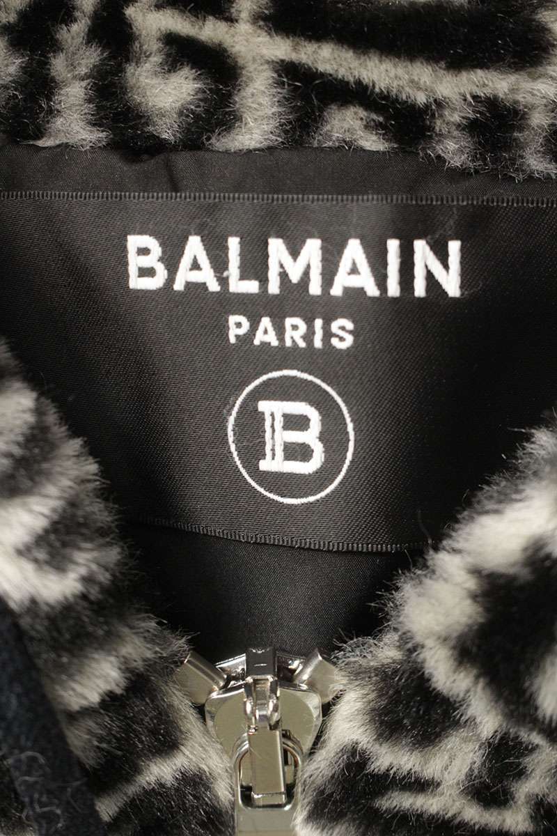 BALMAIN All Over Logo Fur Blouson Black Size L