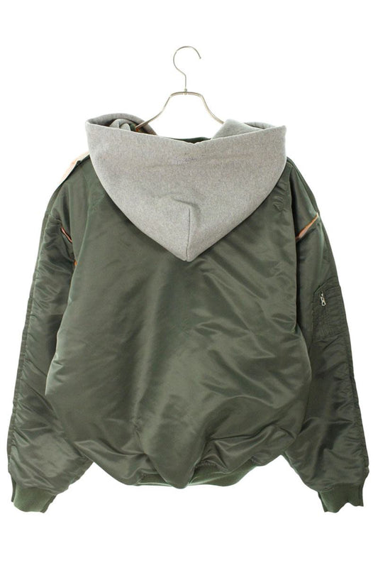 VETEMENTS 26SS Hooded Bomber Jacket Green x Gray Size XS
