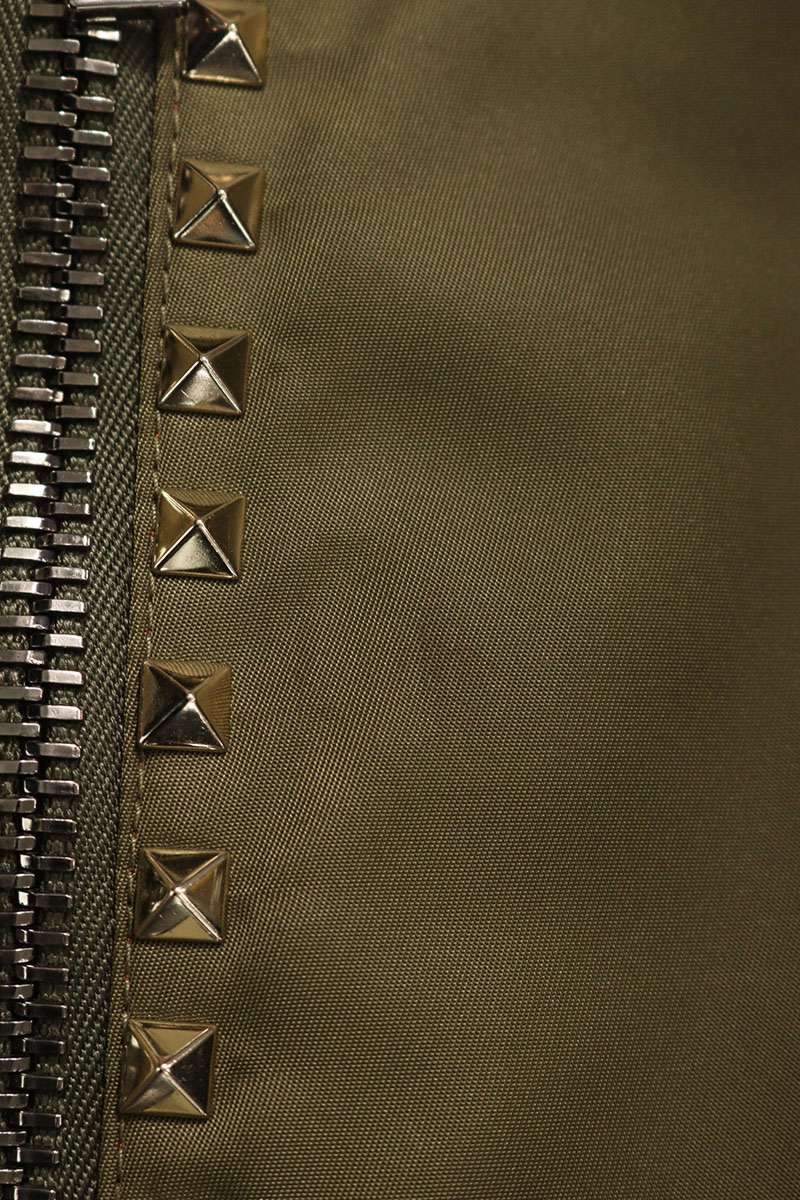 Valentino Stud P MA-1 Blouson Green x Silver Size S