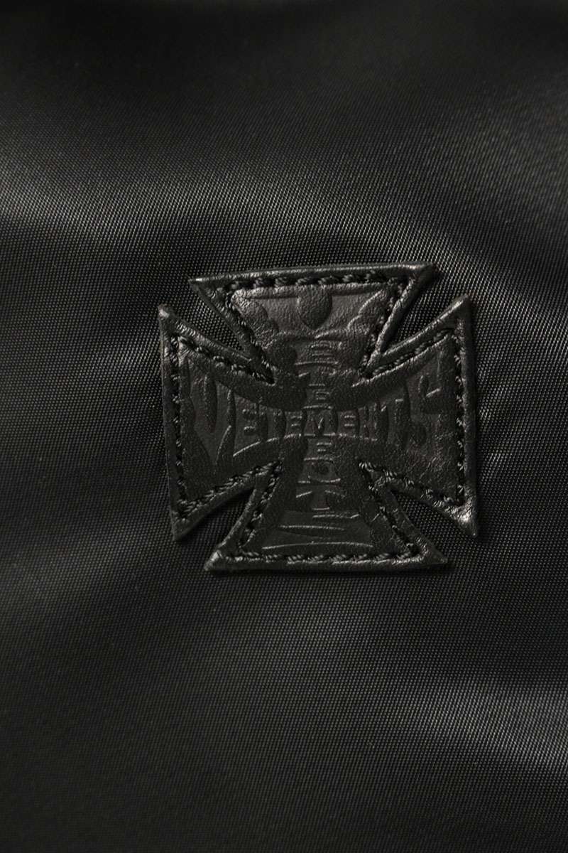 VETEMENTS 26SS LEATHER CROSSES BOMBER JACKET Black Size S