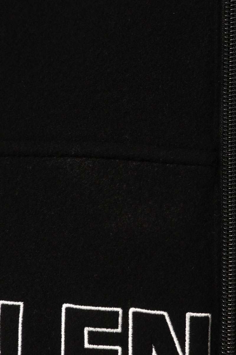 Balenciaga Logo Embroidered Wool Fleece Blouson Black Size 44