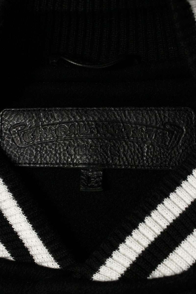 Chrome Hearts VARSITY 33 Cross Patch Leather Sleeve Size L