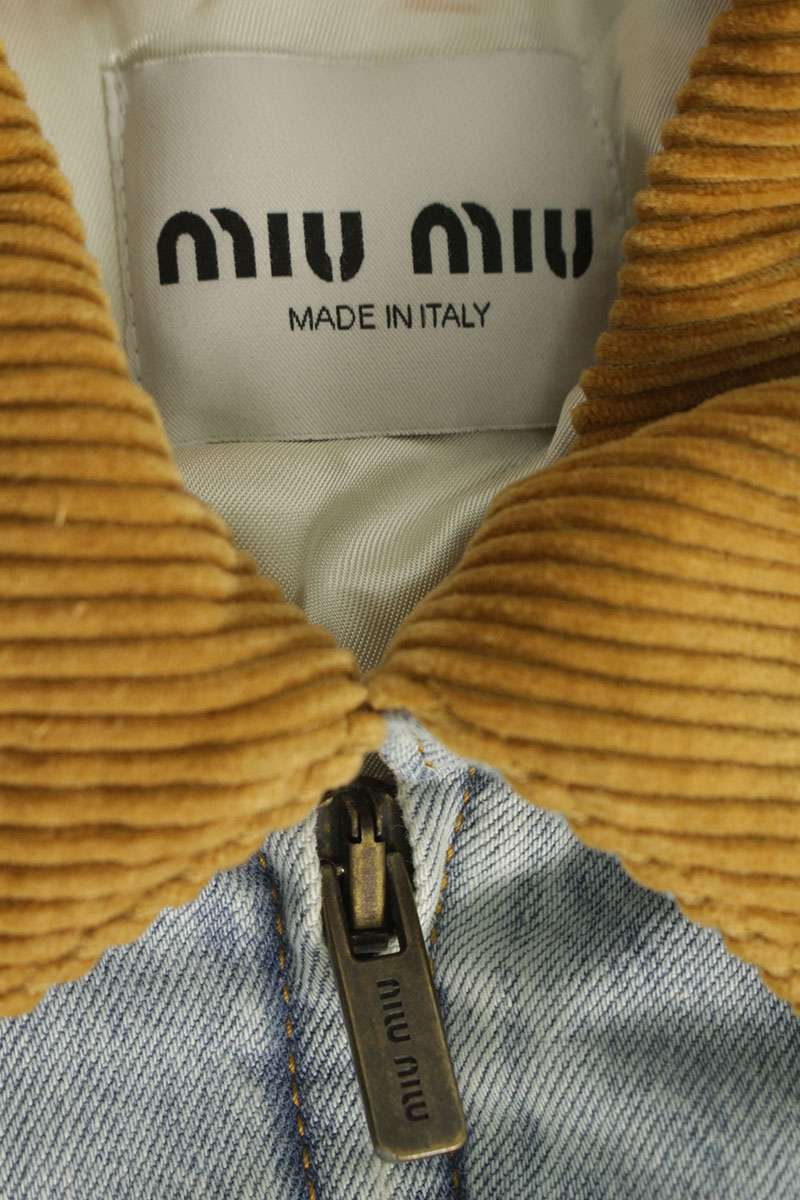 miumiu Logo Denim Blouson Light Blue Size XXS