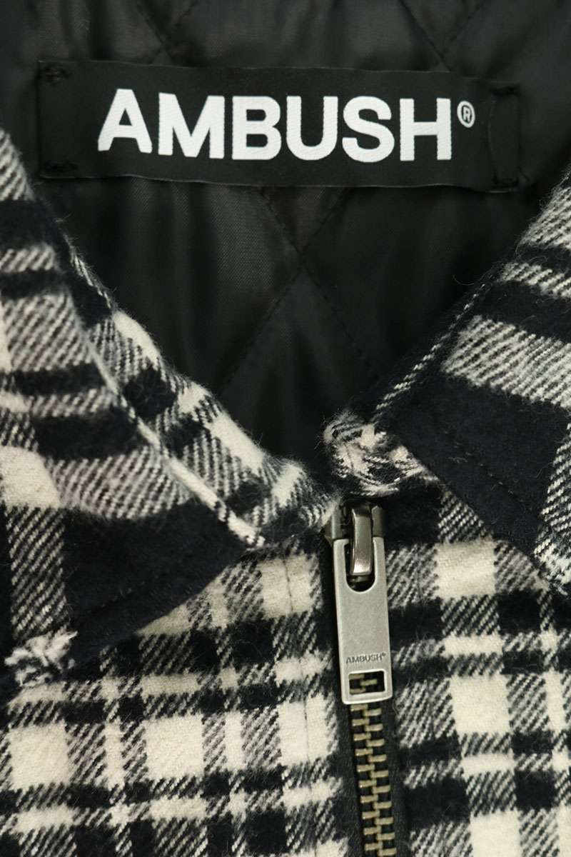 AMBUSH Check Zip Up Work Blouson Black White Size M
