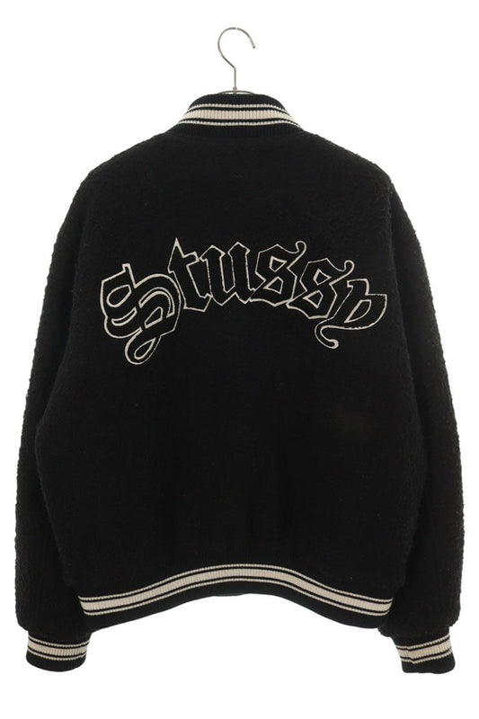 STUSSY Wool Blend Varsity Jacket Black Size L